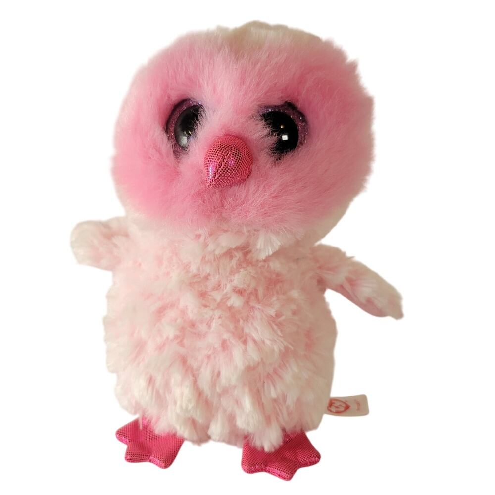 Ty Beanie Boos Twiggy Pink Owl 6” Stuffed Animal Plush Toy Sparkle Eyes